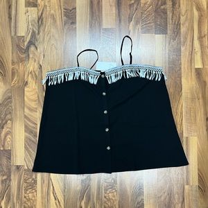 Plus size tank top with fringe and buttons